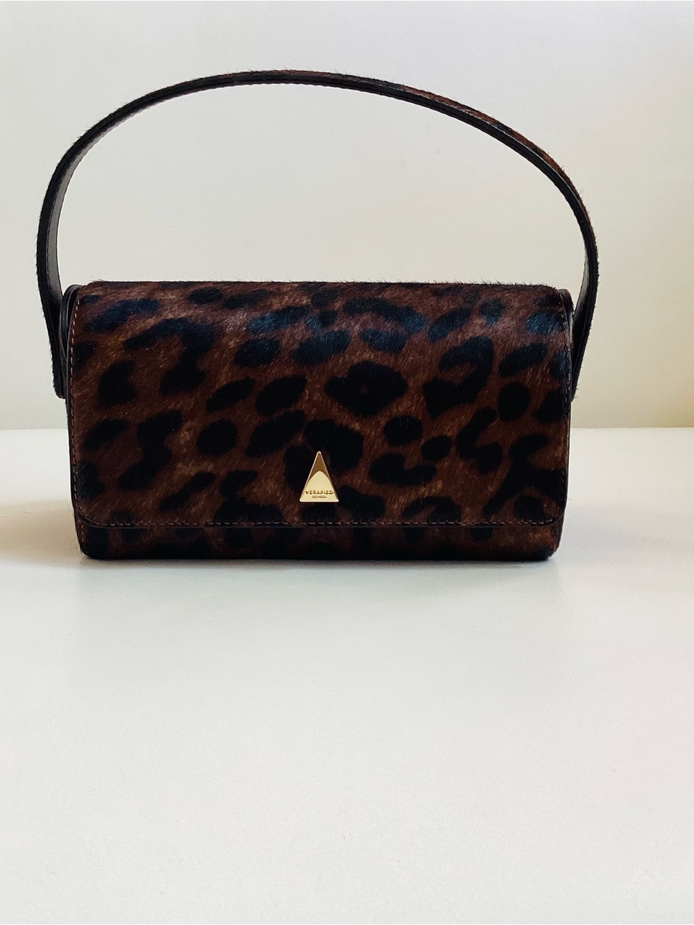 Verafied Leopard-Print Calf Skin La Pochette  Bag Gold Accent